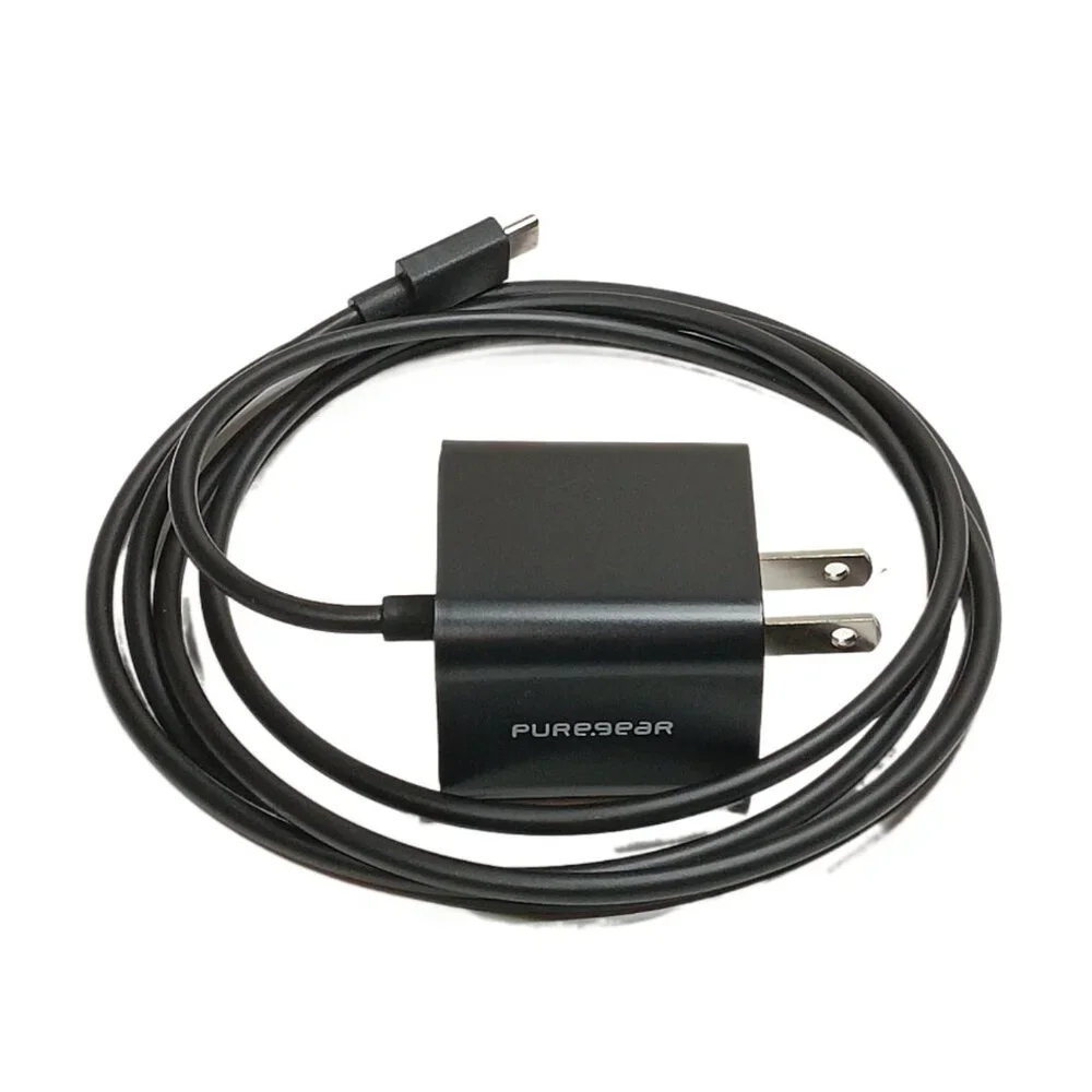 PureGear USB-C Wall Charger Black 15W/3A Compact Portable Folding Prongs Charger